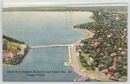 Postcard Of Aerial View Bayshore Boulevard And Tampa Bay Tampa Florida - £8.85 GBP