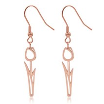 Tulip with Stem Stainless Steel Dangle Earrings - £14.14 GBP