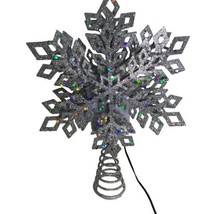 Christmas Tree Topper with LED Rotating  Snowflake Projector Lights Silver - £23.84 GBP
