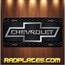 CHEVY BOWTIE Inspired Art on Black Aluminum license plate Tag New B - £14.05 GBP