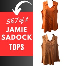 Vintage JAMIE SADOCK Set of 2 Women&#39;s Golf Tops Sleeveless Orange Medium - £30.41 GBP