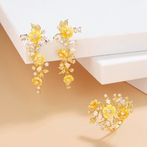 925 Sterling Silver High Quality Zircon Natural Shell Flower Ring Drop Earrings  - £142.64 GBP