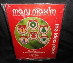 VINTAGE MARY MAXIM MAKES 6 CHRISTMAS TREE ORNAMENTS NEEDLECRAFT STITCH K... - $33.25