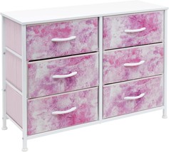 Steel Frame, Wood Top, Tie-Dye Fabric Bins (6-Drawer, Pink) Sorbus Dresser With - £75.47 GBP