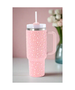 40 oz Pink Pearl Studded Stainless Steel Tumbler with Handle - €32,52 EUR