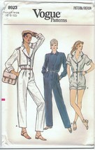 Vintage Vogue 8923 Belted Jumpsuit Pattern in 2 Lengths Misses Size 6 8 10 Uncut - £13.30 GBP