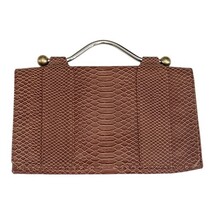 Vintage Zambos & Siega Faux Snakeskin Brown Clutch Bag Metal Handle 13x8x1.5 image 7