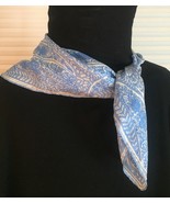 Vintage 60s Vera Neumann square silk scarf (Blue and white large paisley) - £19.98 GBP