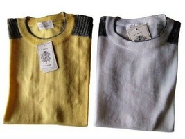 Camiseta Cuello Hombre Manga Corta Blanco Amarillo Ramio M O L Giessebi Rayas - £48.96 GBP