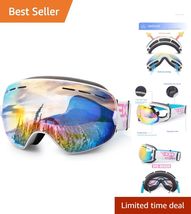 Dual REVO Lens OTG Snowboard Goggles - 100% UV Protection, Lightweight Pink - $67.27