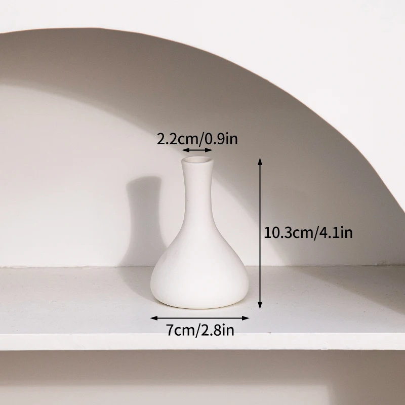 INS Ceramic Vase White Flower Pot Nordic Decorative Vase Dry Flower Vase... - $7.58