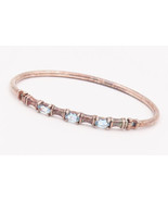 925 Sterling Silver Vintage Bracelet Carved Hinge Oval Blue Topaz Bangle... - €58,25 EUR