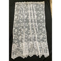 White Lace Flower Sheer Scallop end Curtain panel 60x63 - $8.90