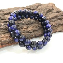 Natural Dark Blue Star Tiger&#39;s Eye 8 mm beads 7.5&quot; Stretch Bracelet 2SB-53 - £12.17 GBP