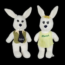 Animal Fair Heritage Banks Harvey Harriet 17&quot; Bunny Rabbits Plush Vintag... - £52.95 GBP