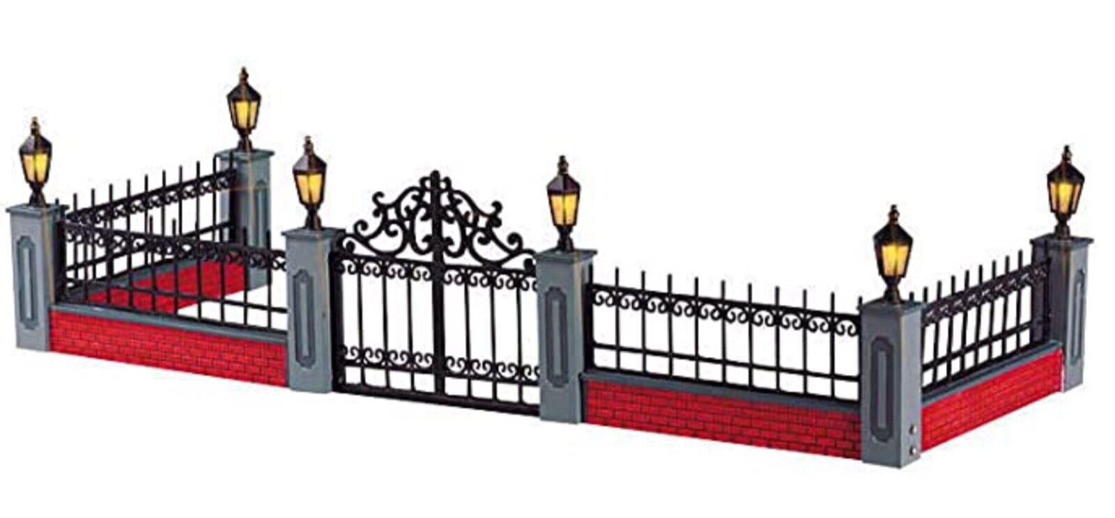 Lemax #54303  Lighted Wrought Iron Fence Five Piece Set NEW Battery Operated - £14.13 GBP
