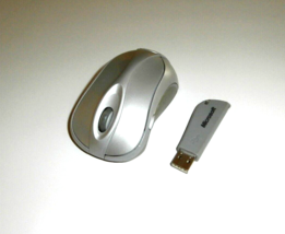 Microsoft Model 1054 Usb 3 Button Scrolling Wheel Wireless Mouse &amp; Usb Plug Mod - £7.60 GBP