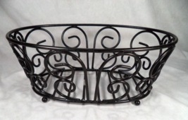 Black Metal Wire Fruit Bowl Scrolled Basket Centerpiece Home Decor Oval - $14.80