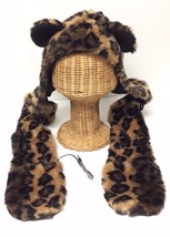 High Quality Winter Warm Faux Fur Animal Hat Cap Fluffy Mitten W/Headphone Brown - £15.97 GBP