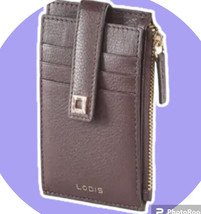 Lodis Julia Card Case Wallet RFID Protection Chocolate Textured Leather NWT - $25.73