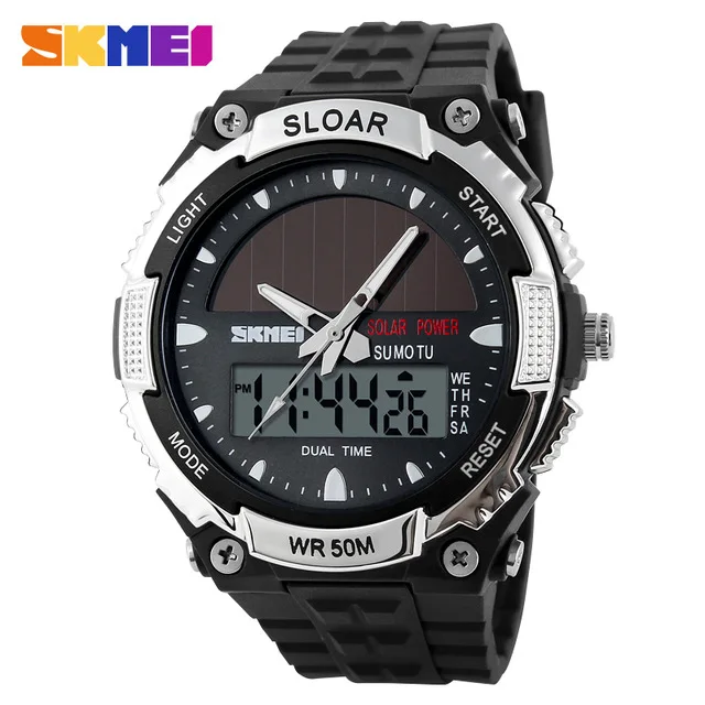 Sport Watch Men Clock Male Digital Wrist Watches Solar Power 12/24 Hour ... - £18.55 GBP