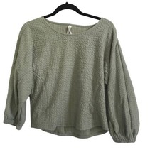 Anthropologie Womens Top Sage Green Arya Textured Balloon Sleeve Popover Small - £14.57 GBP