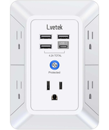 5 Outlet Extender Multi Plug Wall Outlets with 4 USB Charging Ports (1 U... - $17.37