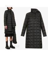 Theory Womens Sz L Quilted Coat Black Long Down Puffer Detachable Scarf ... - £198.53 GBP