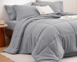 Queen Comforter Set - 7 Pieces Solid Grey Queen Bed In A Bag, Bedding Se... - $82.99