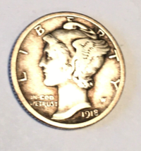 1918-D Mercury Dime Silver - Details are Clear - Please view photos with Zoom - £14.08 GBP