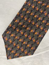 Ermenegildo Zenga Tie Black Multicolored Design 100% Silk Italian Made - $10.00