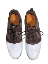 FootJoy FJ Contour Leather Spiked Golf Shoes Brown White 10.5 M 54096 Mens - £27.63 GBP