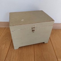 Antique Green Wooden Storage Box - Vtg Treasure Chest - Small wood trunk - £57.59 GBP