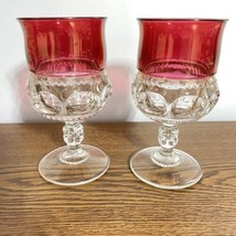 Tiffin? Ruby King Crown Thumbprint Ruby Flashed 5-5/8” Water Glass Set Of 2 - £13.09 GBP