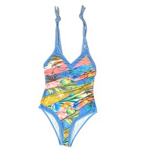 Unbranded Swimsuit Womens Medium Colorful Tropical Print One Piece Pleated - $19.99