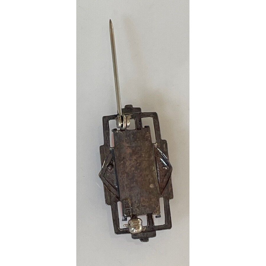 Art Deco Era 925 Sterling Silver And Pink Quartz Brooch Sky Item image 3