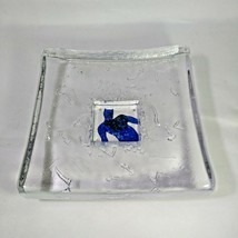 Kosta Boda Art Glass Bertil Vallien &quot;Swimmer&quot; Domino Dish 8.75&quot; Square 1... - £275.22 GBP