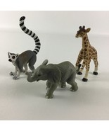 Safari Lifelike Animal 3” PVC Figures Giraffe Elephant Ring Tail Lemur V... - $391.38 MXN