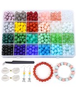 720Pcs 8Mm Glass Beads For Jewelry Making, 24 Colors Glass Beads Kit For... - £20.43 GBP