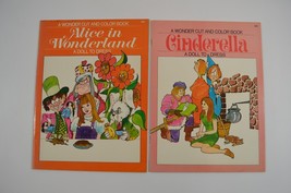 Wonder Cut &amp; Color Paper Doll Books Cinderella Alice in Wonderland Unused Vtg - £15.15 GBP