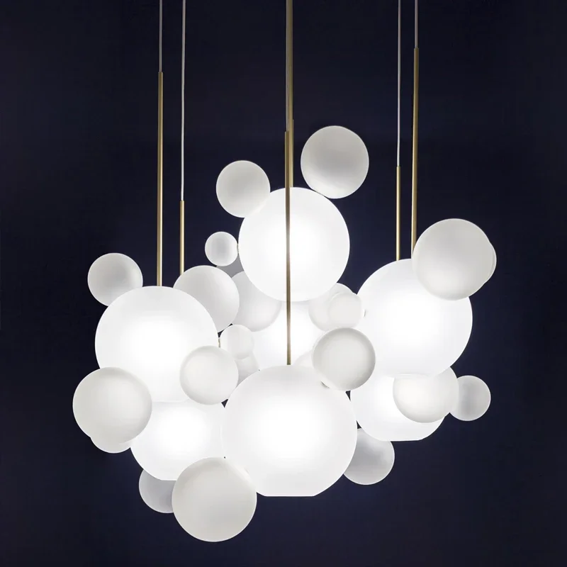 Modern Milky Glass Globes Led Pendant Lights For Living Room Loft Hangin... - $214.34+