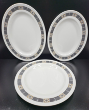 3 Pc Wedgwood Asia Black Oval Serving Platters Chop Plate Vintage Englan... - $247.17