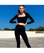 Adam Selman Sport Carbon38 Crystal Long Sleeve Crop Top S NWT - €60,06 EUR