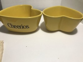 2003 Yellow Ceramic Cheerios Heart Shaped Cereal Bowls Set Of 2  6in X 3in - £12.02 GBP