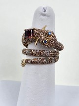 Diamonique QVC Giraffe Ring size 5.5 wrap-around Sterling Silver Colorful CZ - £56.37 GBP