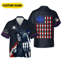 Custom Bowling Personalize Name Grim Reaper, USA Bowling Button HAWAIIAN... - £8.20 GBP+
