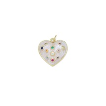 Colorful CZ Enamel Heart Pendant Charm, Sku#Y950 - $3.99