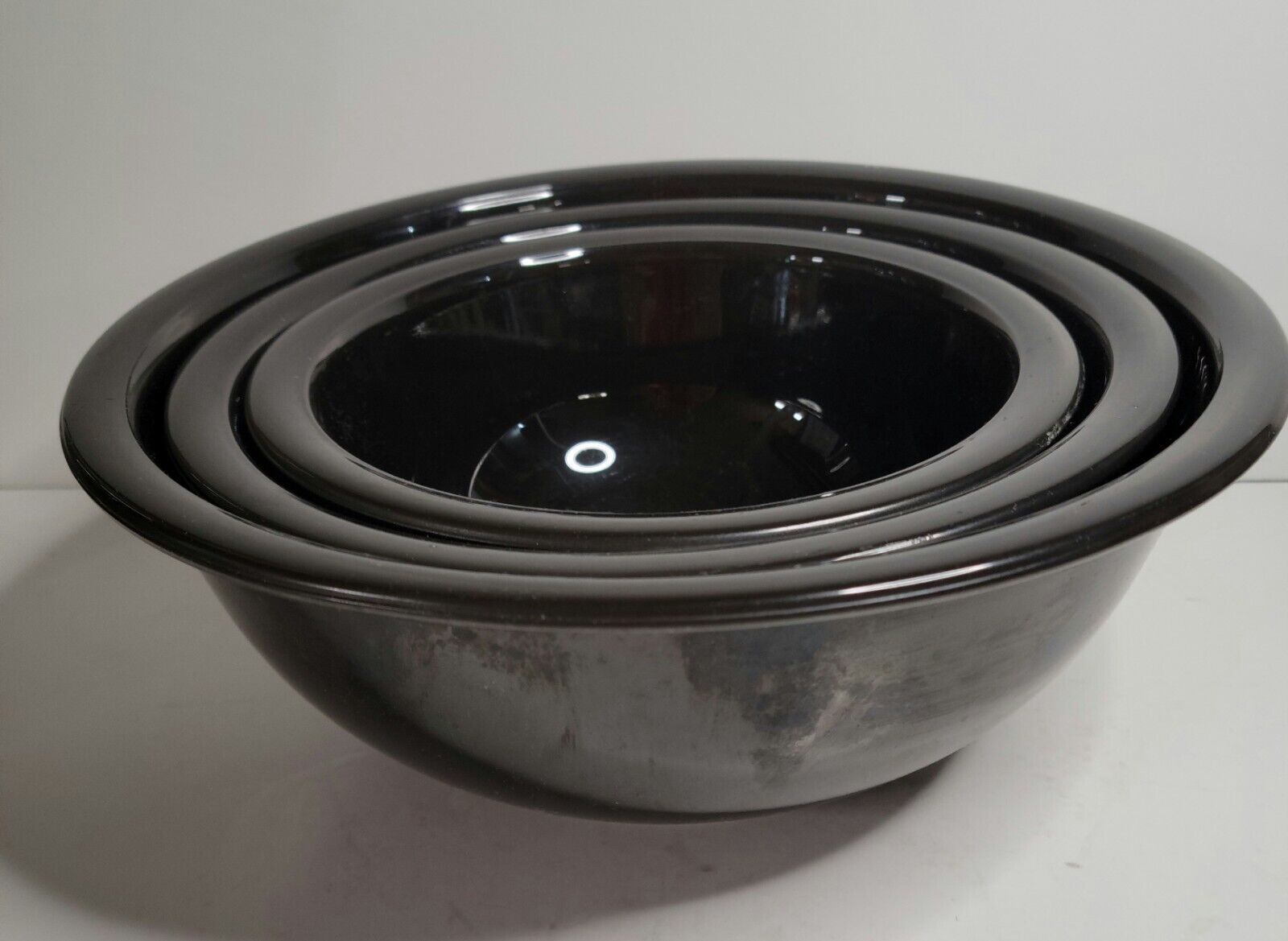 3 Pyrex Nesting Bowls Black with Clear Bottom - $85.00
