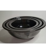 3 Pyrex Nesting Bowls Black with Clear Bottom - £66.39 GBP