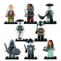 New 8Pcs/Set Pirates Of The Caribbean Jack Sparrow Salazar Carina Gibbs Minifigu - £37.33 GBP